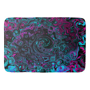 Tapete De Banheiro Retro Aqua Magenta e Abstrato preto