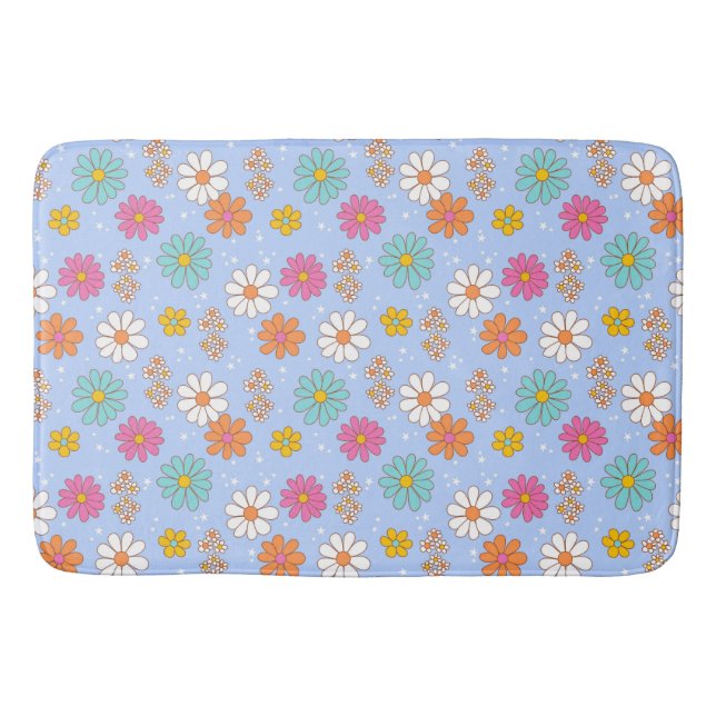 Tapete De Banheiro Retro Daisies Bath Mat (Frente)
