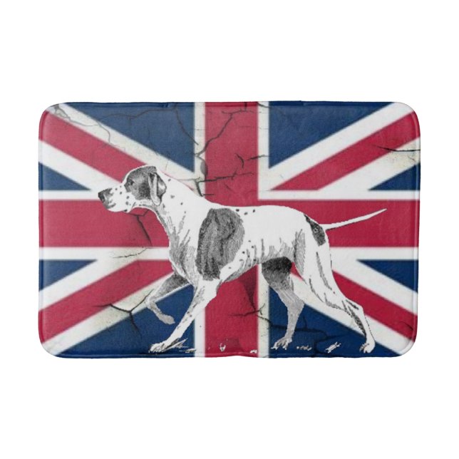 Tapete De Banheiro Retro English ponteiro dog British union jack flag (Frente)