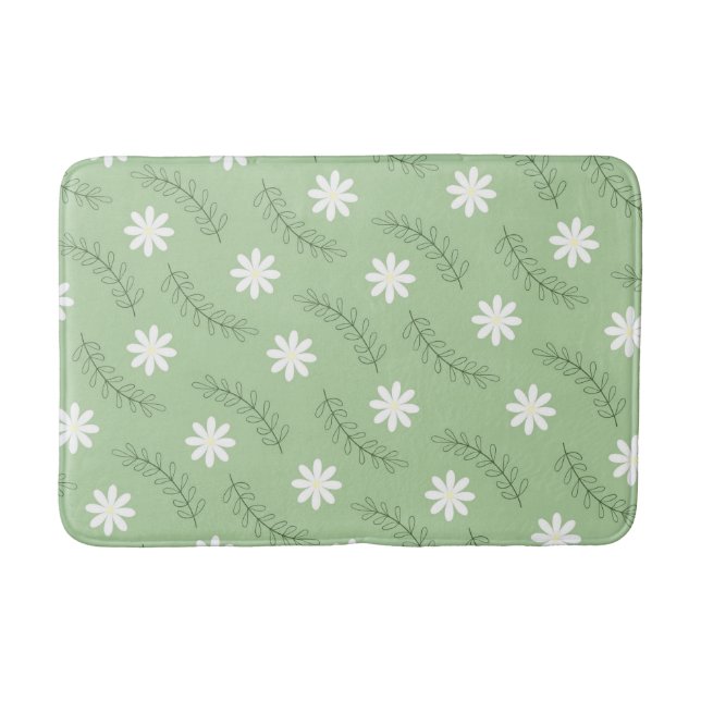 Tapete De Banheiro Retro Floral Verde Sage Whimsical, Cheio (Frente)