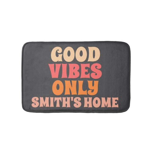 Tapete De Banheiro Retro Good Vibes Only Personalize Name (frente)