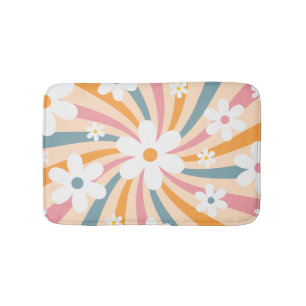 Tapete De Banheiro Retro Groovy Colorful Sunshine Daisy Floral Hippie