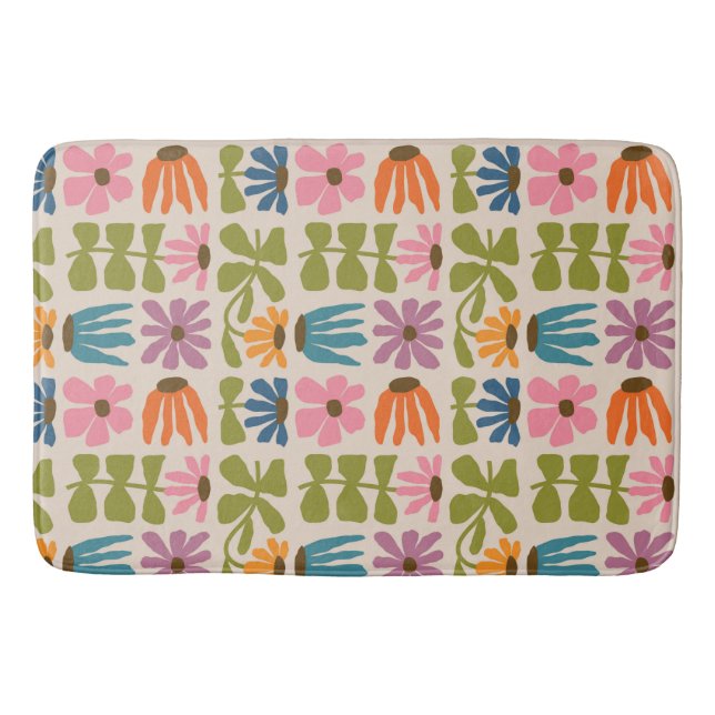 Tapete De Banheiro Retro Groovy Floral (Frente)