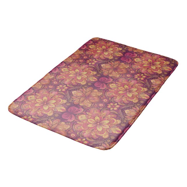 Tapete De Banheiro Retro Hippie: Traje Rosa Rodopada Bath Mat (Angulado)