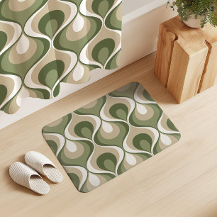 Tapete De Banheiro Retro Mood Sage Verde Oliva Bege Branco