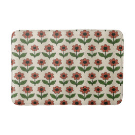 Tapete De Banheiro Retro Red Daisy Pattern Mat