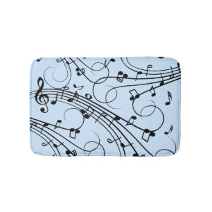 Tapete De Banheiro Rico Music Notes Blue