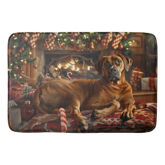 Tapete De Banheiro Ridgeback Cão Natal Festivo (Frente)