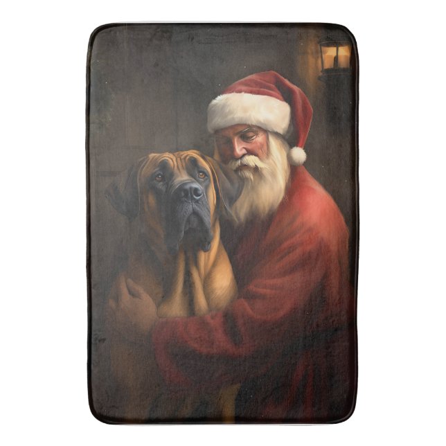 Tapete De Banheiro Ridgeback Santa Claus Natal Festivo (Frente Vertical)