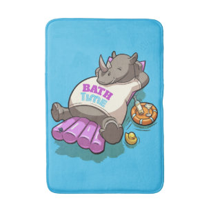 Tapete De Banheiro Rino Bath Time Relaxado Personagem de desenho anim
