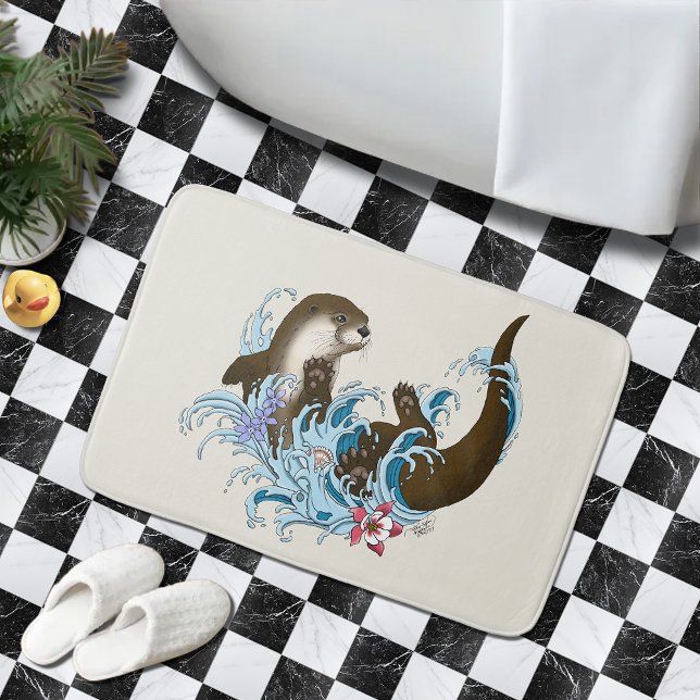Tapete De Banheiro Rio Otter Water Cute (Criador carregado)