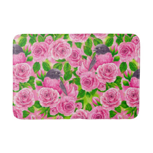 Tapete De Banheiro Robin rosa e rosas