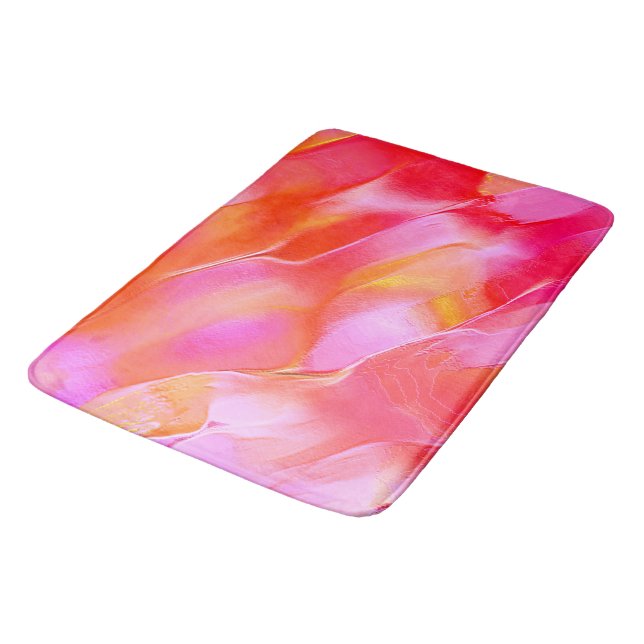 Tapete De Banheiro Rocha polida cor-de-rosa preta e laranja (Angulado)