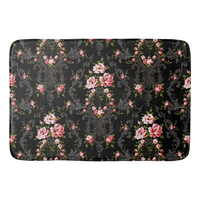 Tapete De Banheiro Rococo Floral-Negro Elegante Francês (Frente)