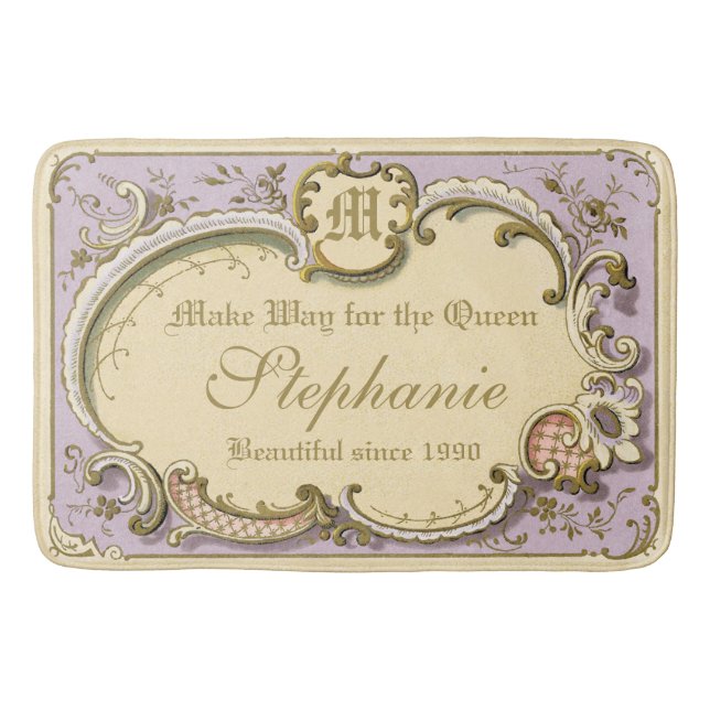 Tapete De Banheiro Rococo francês Boudoir Elegant Frame Dourado Lilac (Frente)
