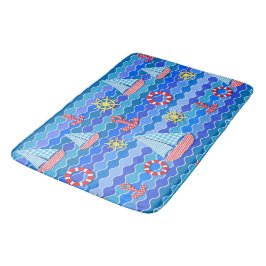 Tapete De Banheiro Roda De Navegação Marinha Vermelha Blue Anchor Bar