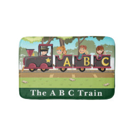 Tapete De Banheiro Rodas castanhas verdes amarelas verdes do comboio