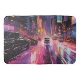 Tapete De Banheiro Rodovia noturna na paisagem urbana vibrante