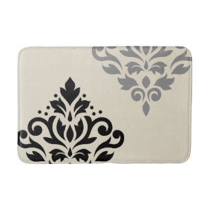 Tapete De Banheiro Rolar Damask Art I Black Cinza Creme