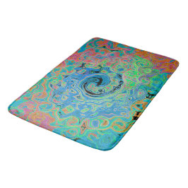 Tapete De Banheiro Rolha de Abstrato com rolha azul de aquarela com r