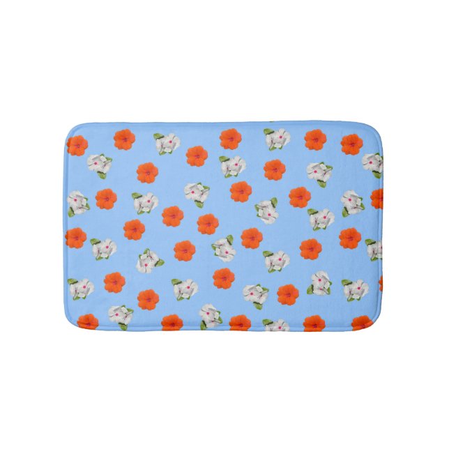 Tapete De Banheiro Romance Floral (fundo azul) (frente)