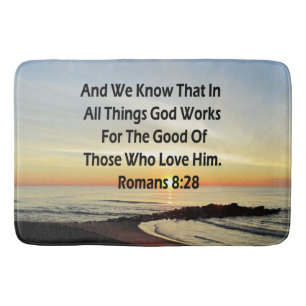 TAPETE DE BANHEIRO ROMANOS SUNRISE 8:28 SCRIPTURE VERSE