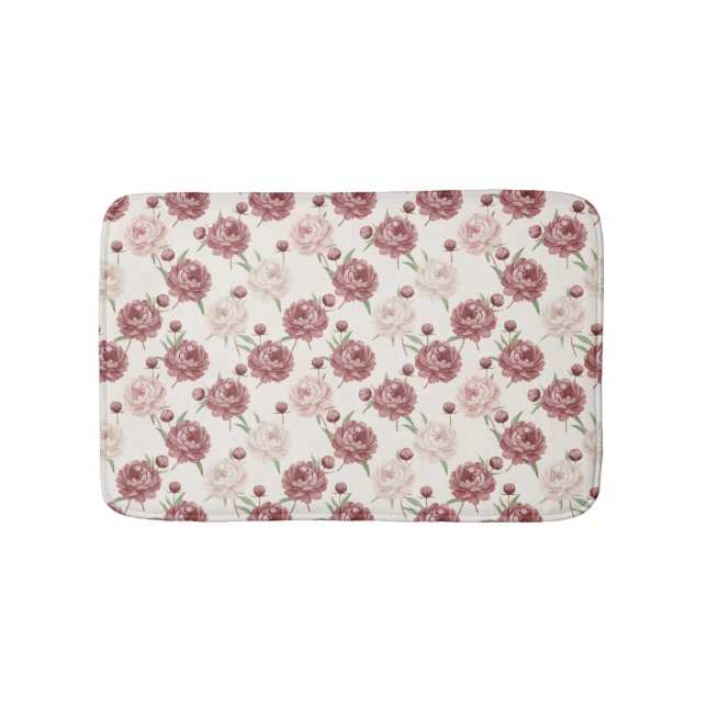 Tapete De Banheiro Romantic Blush & Burgundy Peony Floral Pattern (frente)