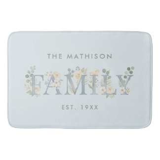 Tapete De Banheiro Romantic Dusty Blue Floral Family Monogram