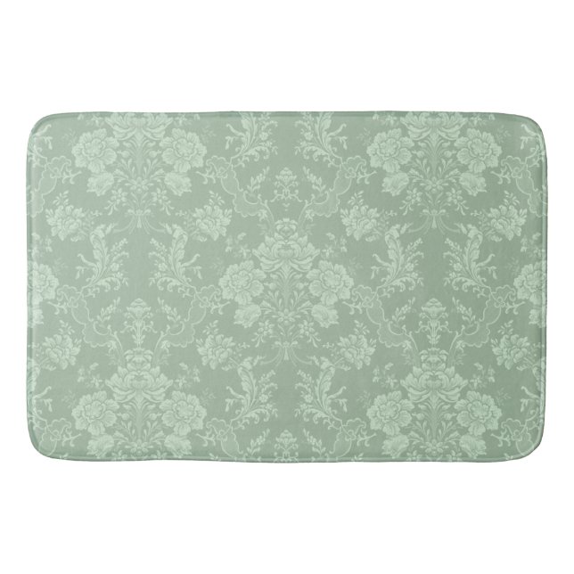 Tapete De Banheiro Romântica Chic Floral Damask-Sage Verde (Frente)