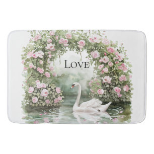 Tapete De Banheiro Romântico Rosas Rosa Lago dos Cisnes Floral Chuvei