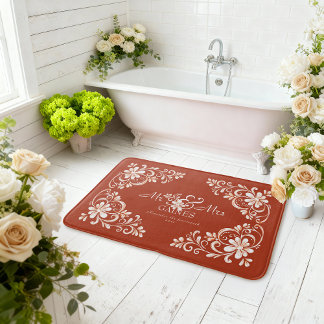 Tapete De Banheiro Romântico Shabby Chic Vermelho Ferrugem Sr. Sra. R