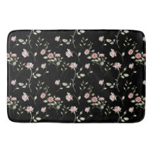 Rosa Bege Água-forte Floral Preto 