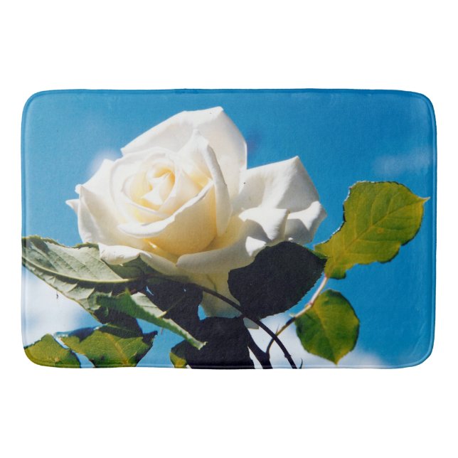 Tapete De Banheiro Rosa branca sob o céu azul (Frente)