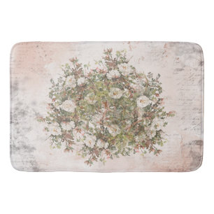 Tapete De Banheiro Rosa branco afligido vintage de Boho
