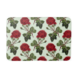 Tapete De Banheiro Rosa de padrão verde vermelho longo