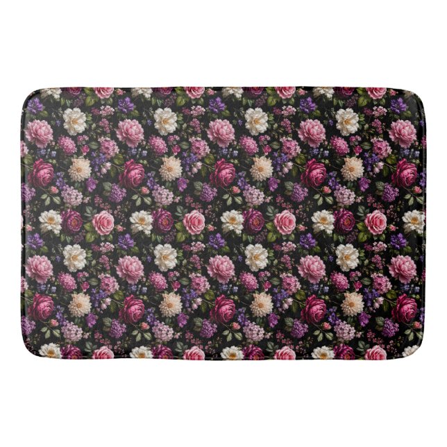 Tapete De Banheiro Rosa de Veludo Preto (Frente)