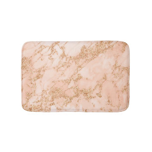 Tapete De Banheiro Rosa Dourada Marble Glitter Bath Mat