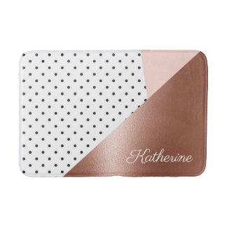 Tapete De Banheiro Rosa Dourado e pontos