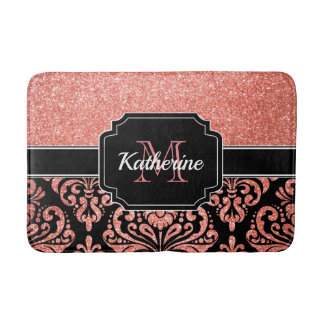 Tapete De Banheiro Rosa Dourado Glitter Damask