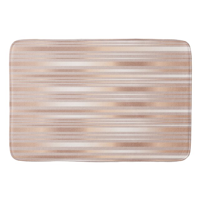 Tapete De Banheiro Rosa Dourado Stripes (Frente)
