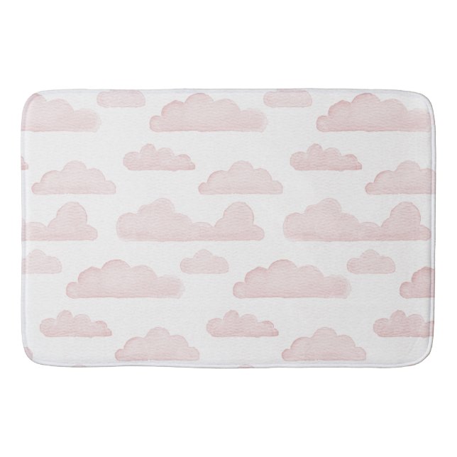 Tapete De Banheiro Rosa Dreamtime Watercolor Clouds Bath Mat (Frente)