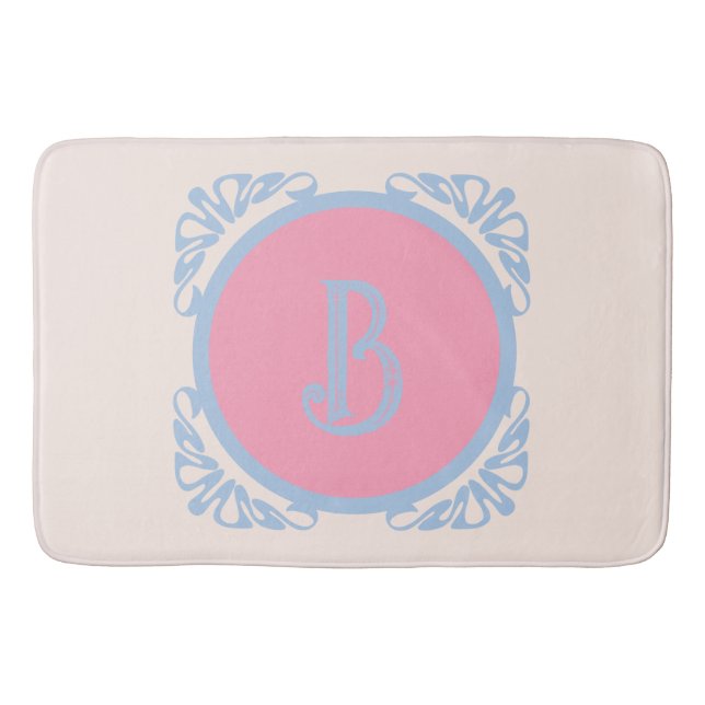 Tapete De Banheiro Rosa e azul personalizados (Frente)