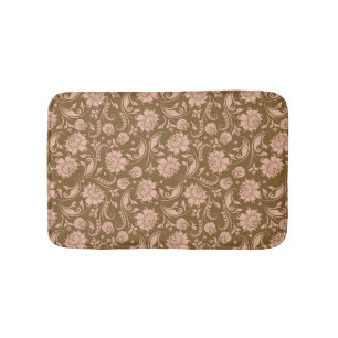 Tapete De Banheiro Rosa e teste padrão floral de Brown