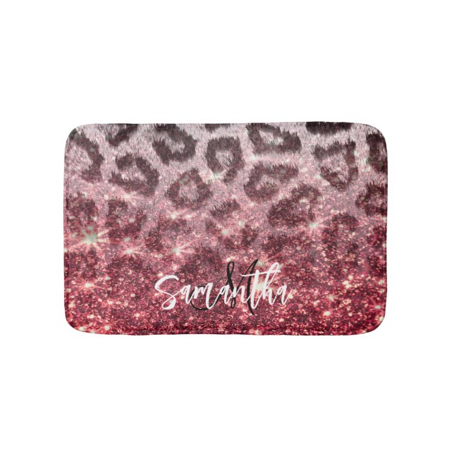 Tapete De Banheiro Rosa Glitter e Leopard Print (frente)