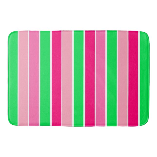 Tapete De Banheiro Rosa Negrito e Faixa Verde (Frente)