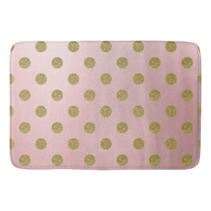 Tapete De Banheiro Rosa Suave Dourado Brilhante Glam Pontos Cute