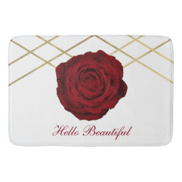 Tapete De Banheiro Rosa Vermelha & Linhas Douradas Floral Chic Glam E