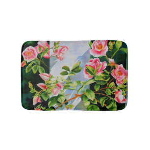 Tapete De Banheiro Rosas cor-de-rosa elegantes aguarela floral