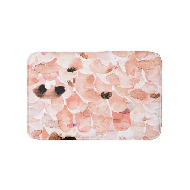 Tapete De Banheiro Rosas, pedras e folhas, padrão de aquarela. (frente)