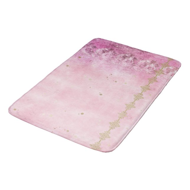 Tapete De Banheiro Rosas Rosa Grunge Damask - Bath Mat (Angulado)